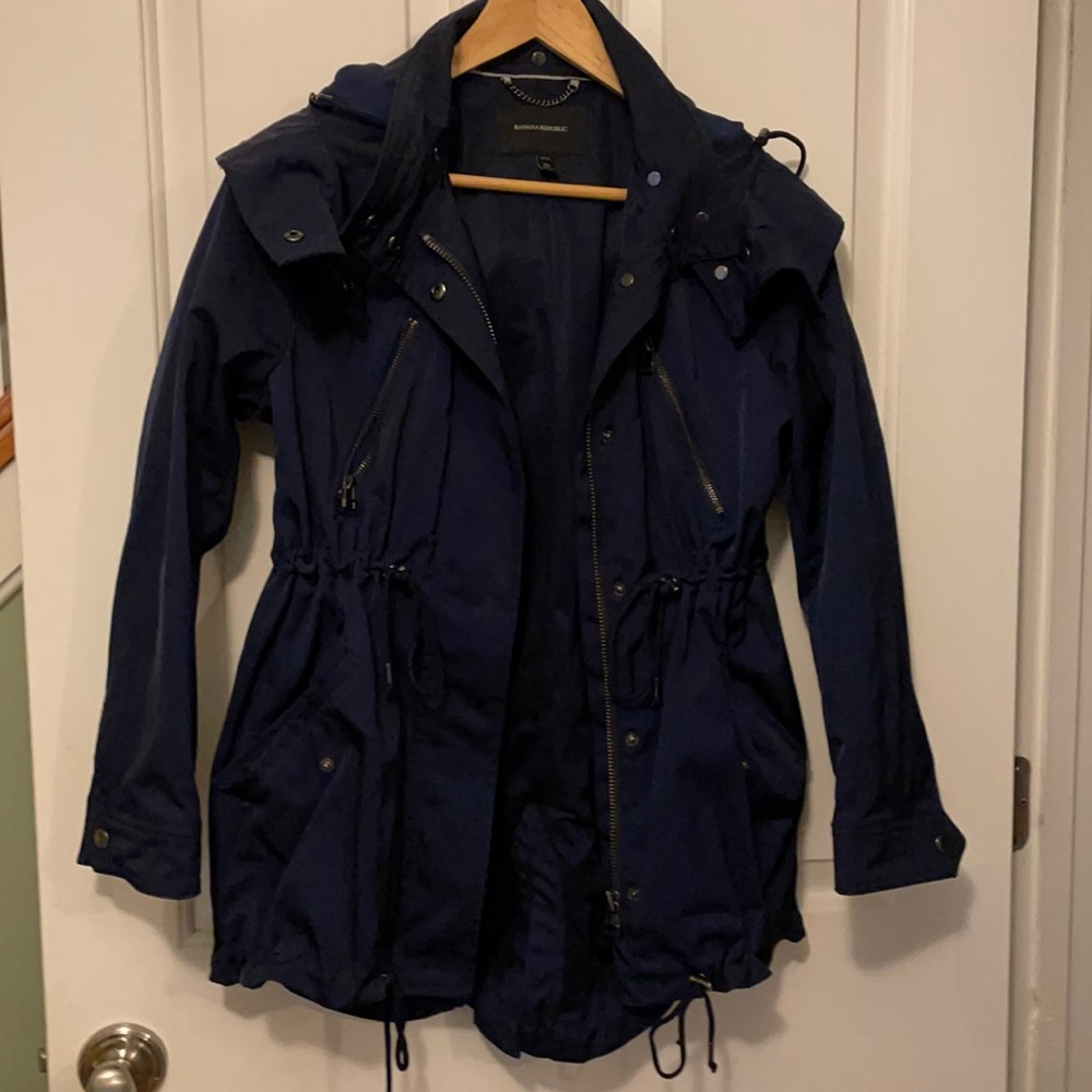 Banana Republic Navy Blue Hooded Anorak Jacket